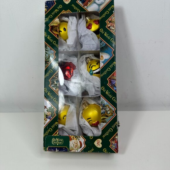 Old World Christmas Mini Emoji Glass Christmas Ornament SET Of 6 - Picture 1 of 9
